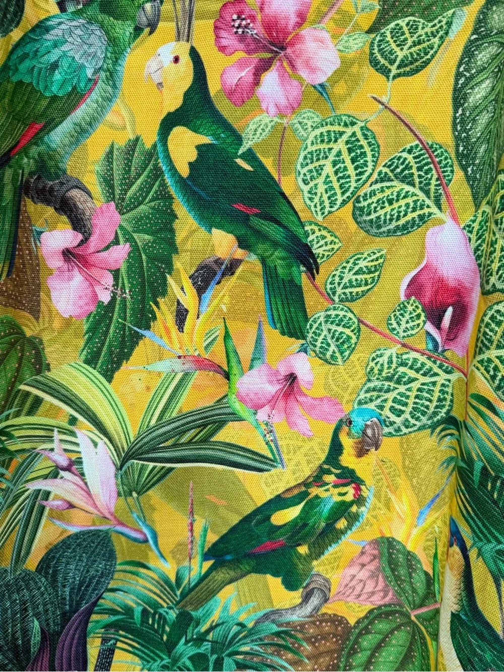 Spoonflower tropical bird curtains vibrant fun 2X panels 50”x97”